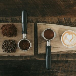 brewmart-feature-product Coffee bag and brewing equipment, editorial flat-lay