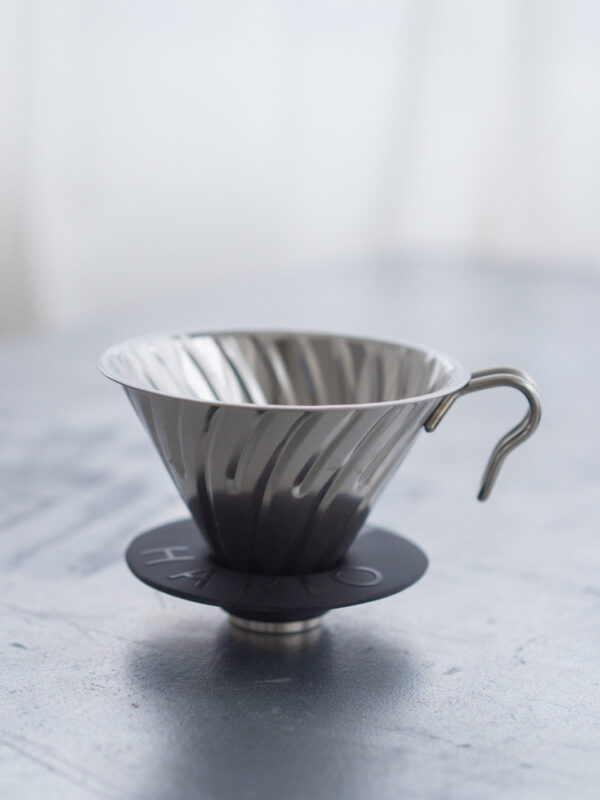 hario-v60-02-metal-dripper-silver-0220c5-hario_vdm-02hsv_v60-02-metal-dripper_silver_in-use HARIO V60-02 Metal Dripper (Silver)