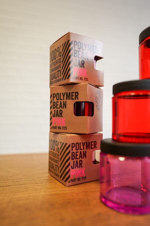 Polymer Bean Jar + lid, red